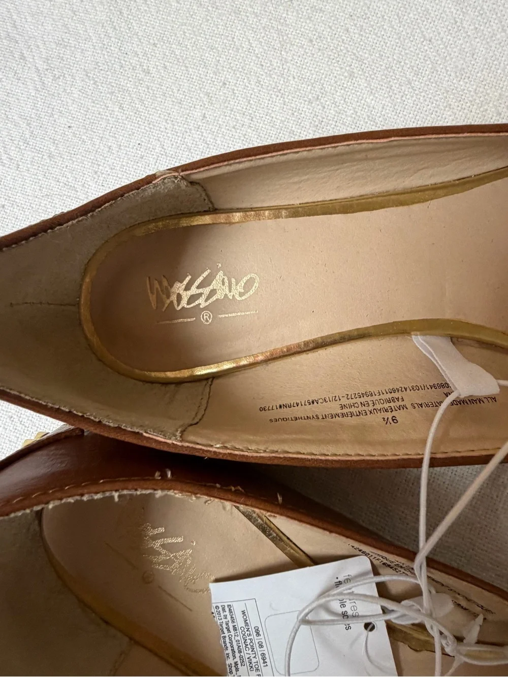 4/$20 Mossimo Brown Faux-Leather Pointed-Toe Ballet Flats